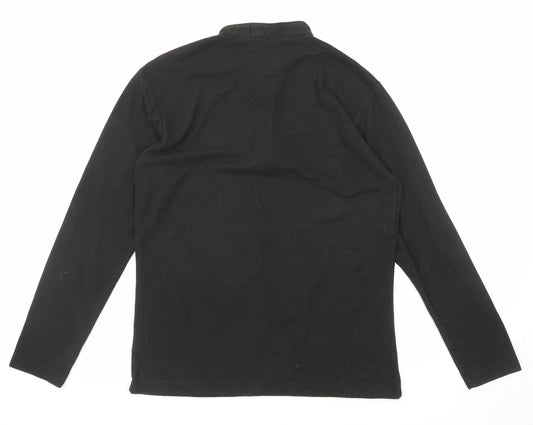 Lyon Becker Mens Black Cotton Polo Size M Collared Button