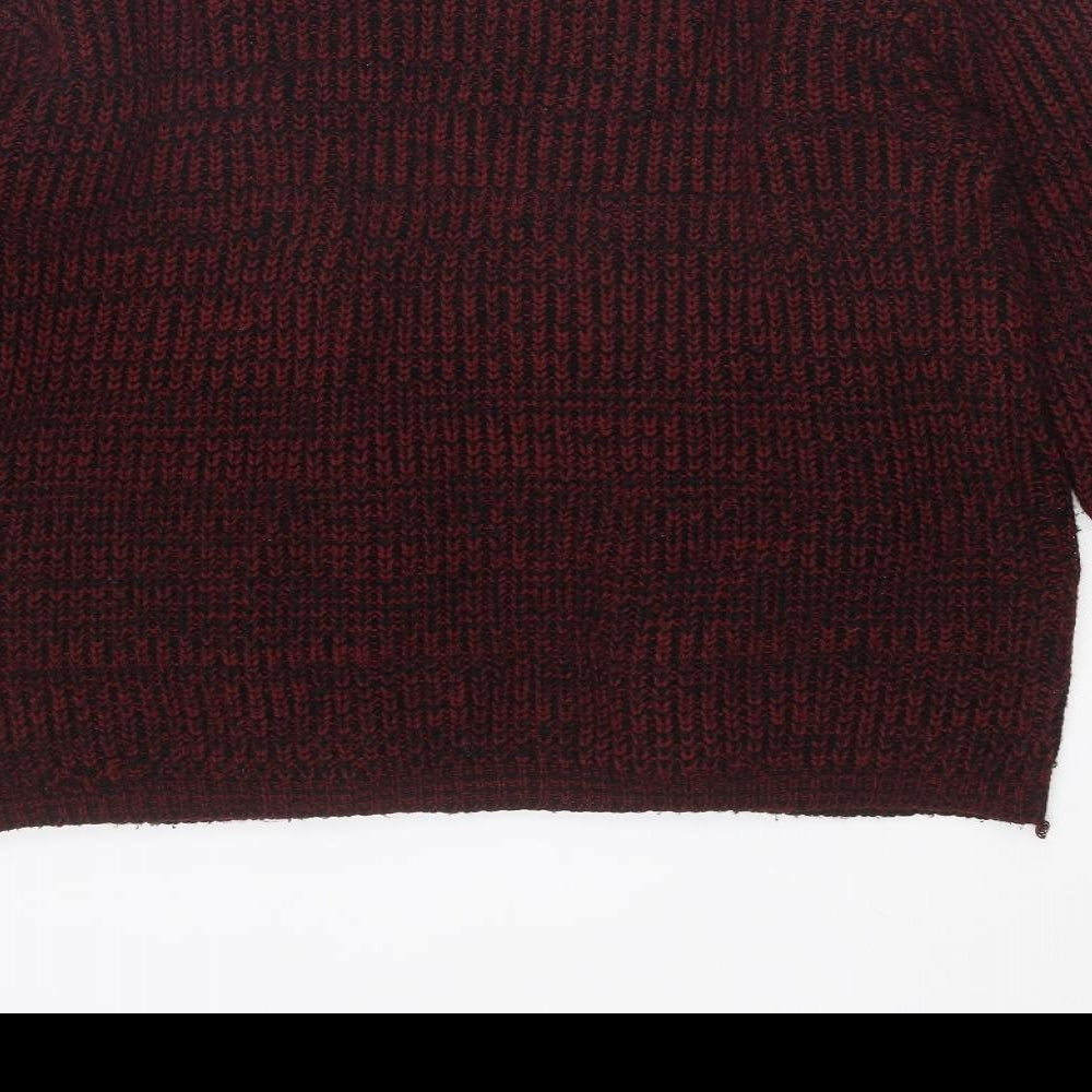 Boohoo Womens Red V-Neck Acrylic Cardigan Jumper Size L