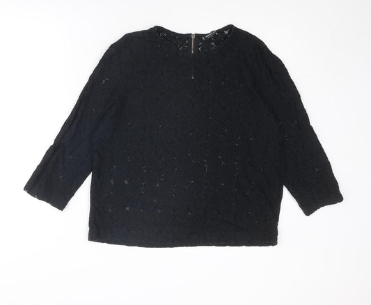 Womens UK Size L Mango Black Basic Blouse