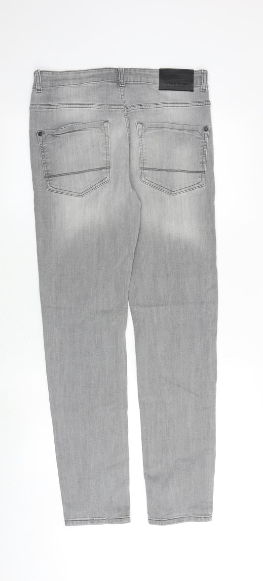 Denim & Co. Mens Grey Cotton Straight Jeans Size 30 in L32 in Slim Button