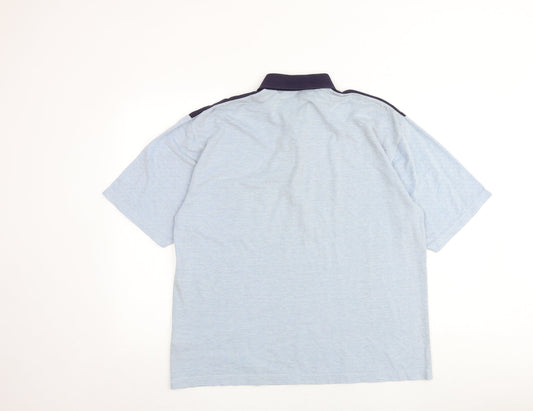 Berkertex Mens Blue Colourblock Polyester Polo Size M Collared Button