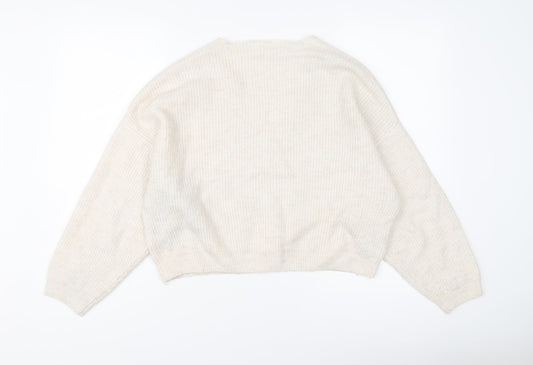 Womens UK Size XS Mango Ivory Pullover Jumper
