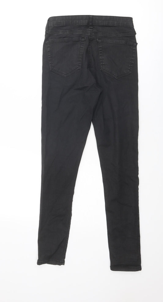 Topshop Womens Black Cotton Skinny Jeans Size 30 in Regular Zip