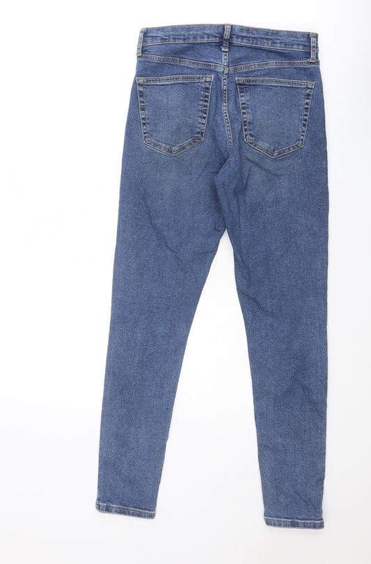 Topshop Womens Blue Cotton Skinny Jeans Size 28 in Regular Zip