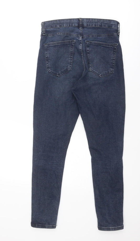 Topshop Womens Blue Cotton Skinny Jeans Size 28 in Regular Zip