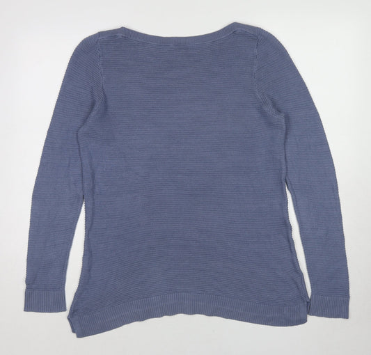 Ann Taylor Womens Blue Boat Neck Viscose Pullover Jumper Size XL