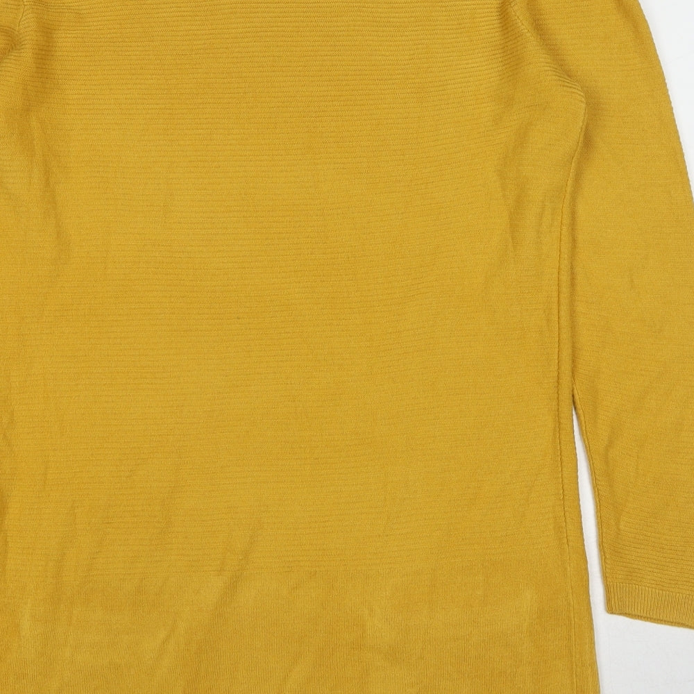 Love Knitwear Womens Yellow Round Neck Polyester Pullover Jumper Size 14