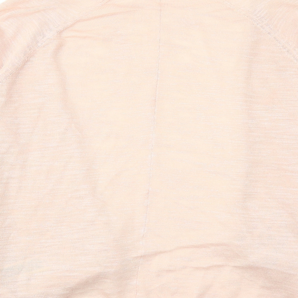 Classic Womens Pink V-Neck Ramie Cardigan Jumper Size 10