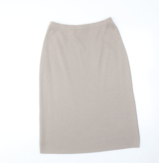 Classic Womens Beige Acrylic A-Line Skirt Size 12