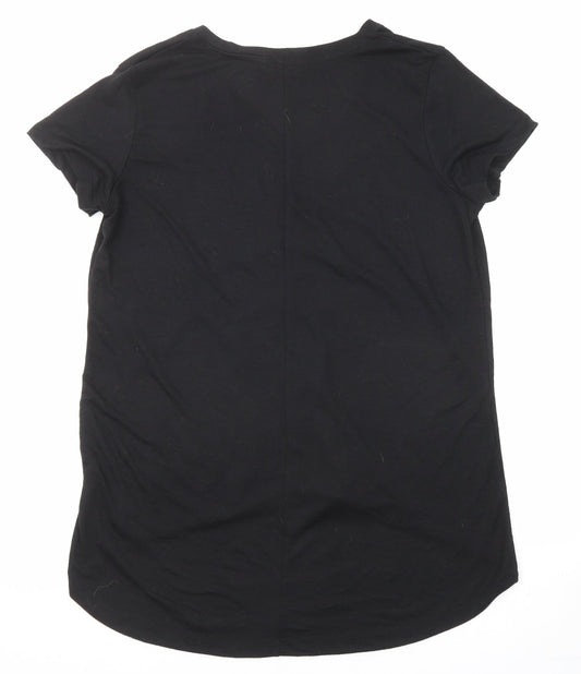 Capsule Womens Black Polyester Basic T-Shirt Size 12 Round Neck