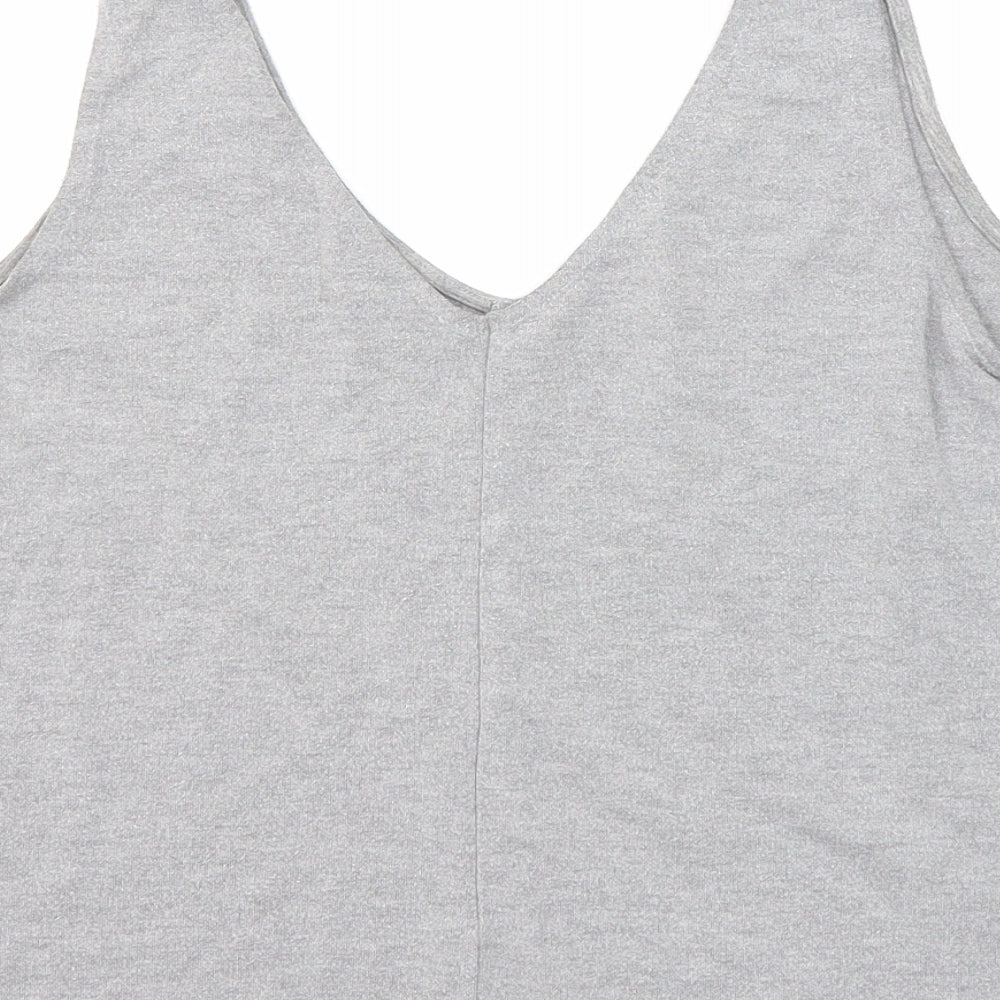 Womens UK Size 12 Topshop Grey Cropped Tank