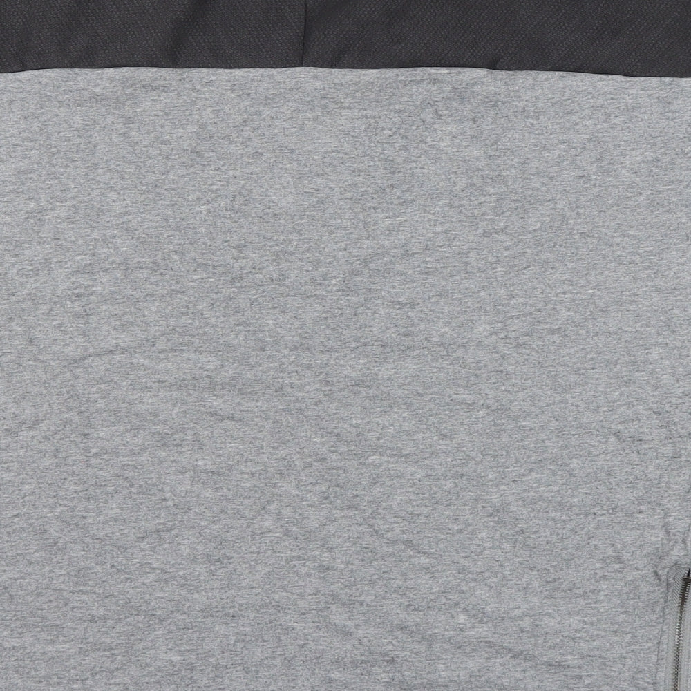 Seed Mens Grey Colourblock Cotton T-Shirt Size L Crew Neck Zip - Good vibes