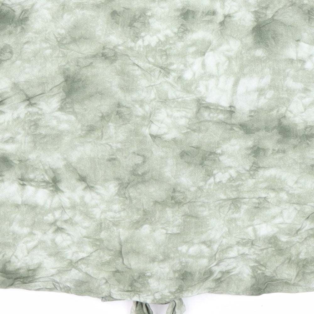 Womens UK Size S Pull&Bear Green Cropped Button-Up