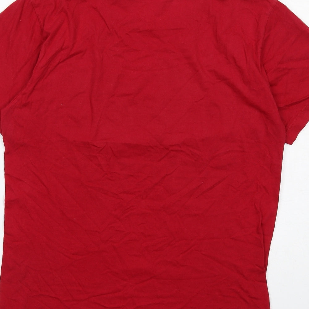 Kaitong Mens Red Cotton T-Shirt Size M Round Neck