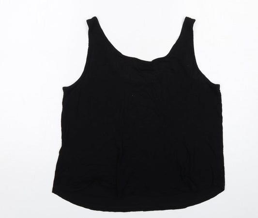 Warehouse Womens Black Viscose Basic Tank Size 10 V-Neck