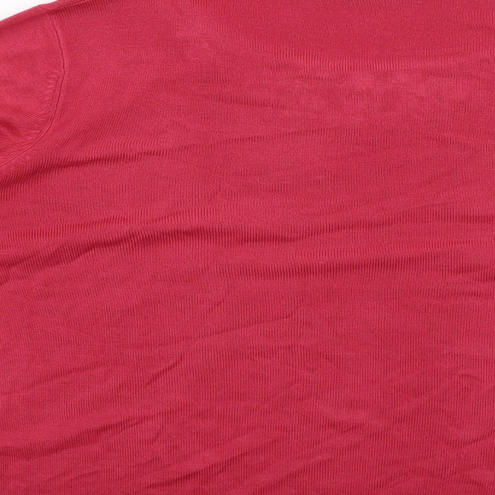 Classic Womens Pink Round Neck Acrylic Pullover Jumper Size 22