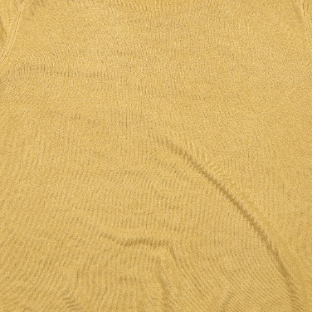 Classic Womens Yellow Round Neck Acrylic Pullover Jumper Size 16
