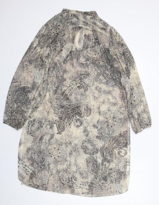 Dorothy Perkins Womens Beige Geometric Polyester A-Line Size 16 Round Neck Pullover