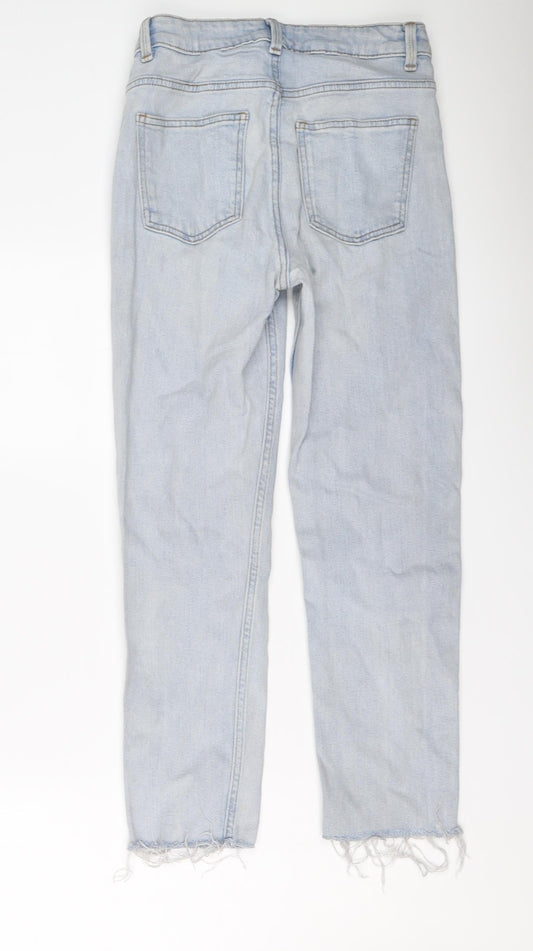Denim & Co. Womens Blue Cotton Mom Jeans Size 8 L25 in Regular Button