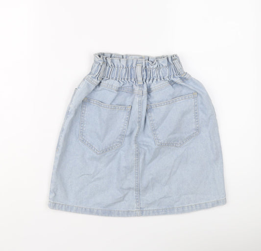 New Look Womens Blue Cotton A-Line Skirt Size 8 Button