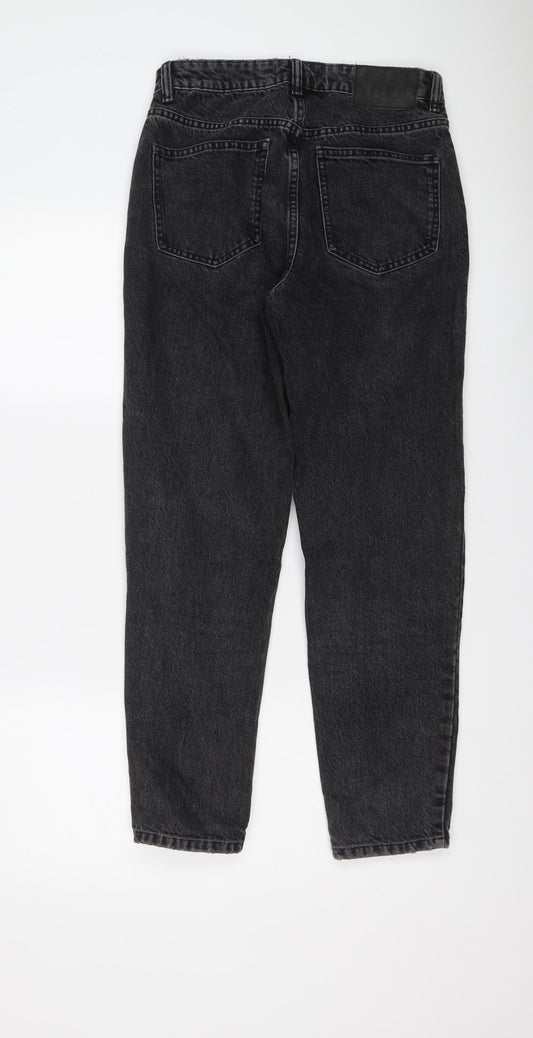 Zara Womens Grey Cotton Boyfriend Jeans Size 8 L26 in Regular Button