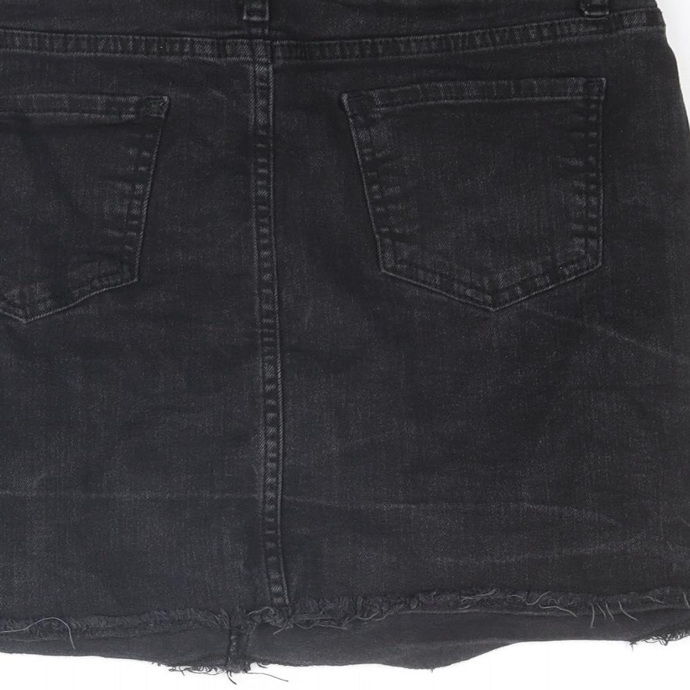 Nasty Gal Womens Black Cotton A-Line Skirt Size 10 Zip