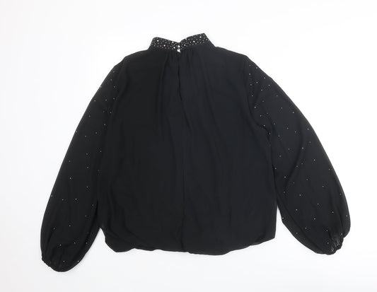 Womens UK Size M QED London Black Basic Blouse