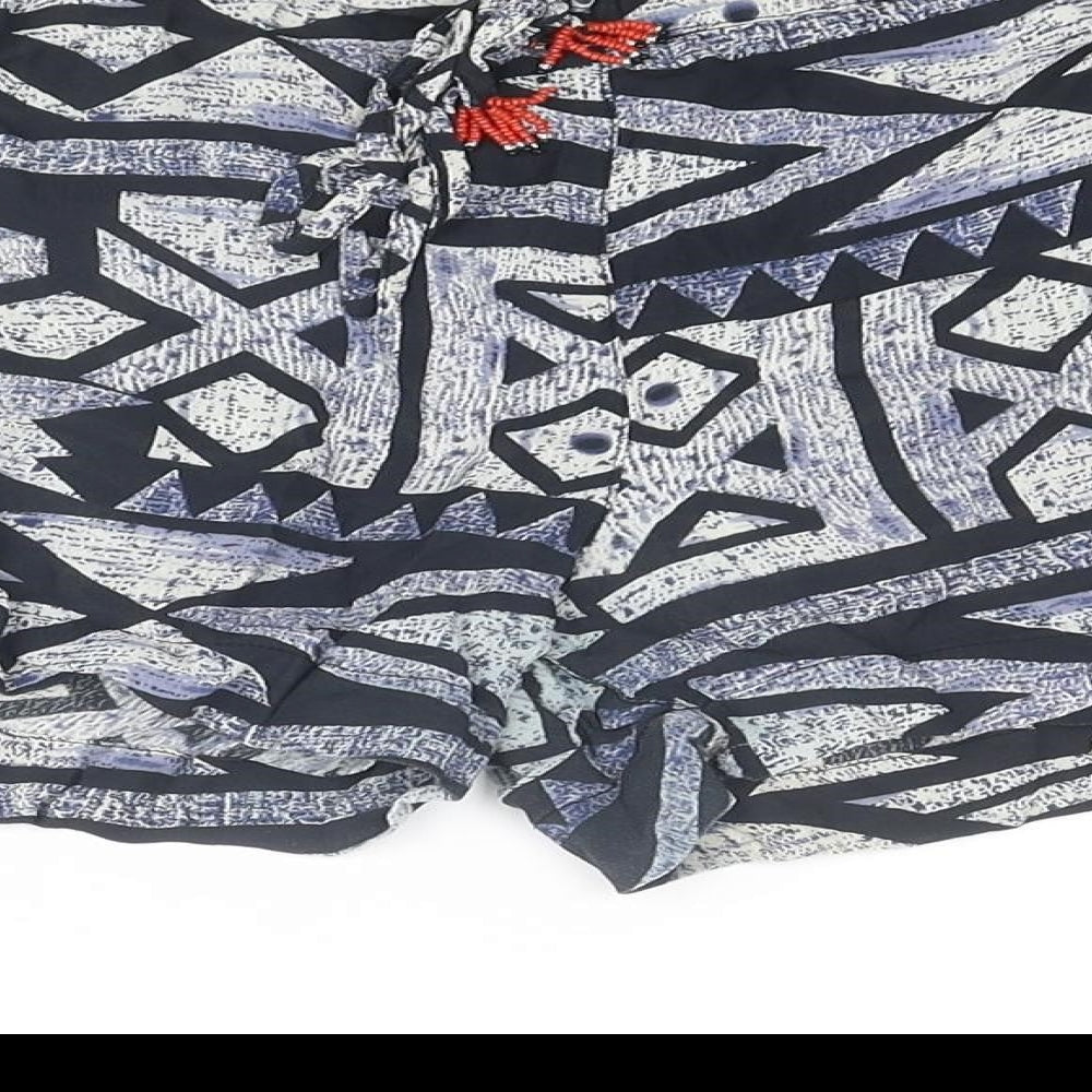 River Island Womens Multicoloured Geometric Viscose Basic Shorts Size 10 Regular Drawstring