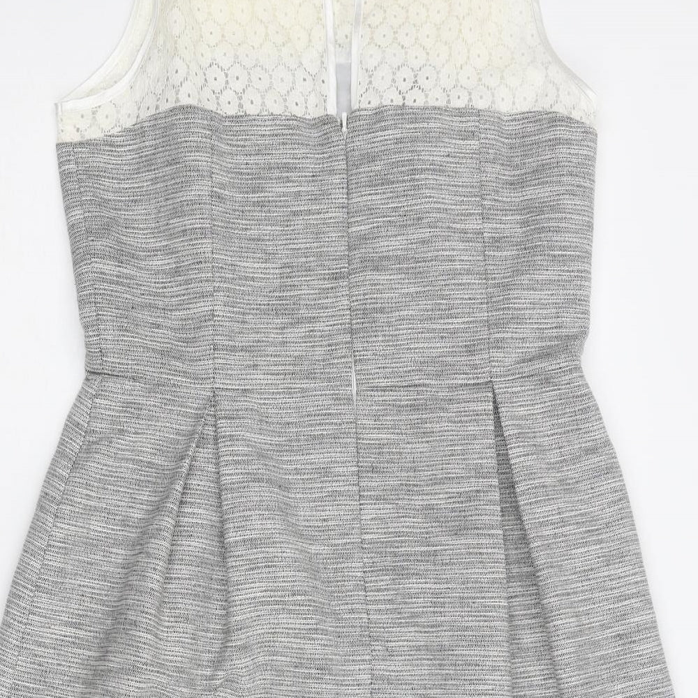 Dorothy Perkins Womens Grey Colourblock Cotton Shift Size 14 Round Neck Zip