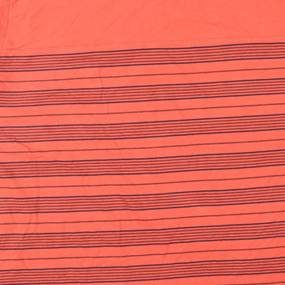 North Coast Mens Red Striped Cotton T-Shirt Size XL Round Neck