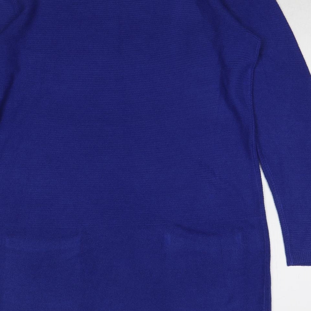 Love Knitwear Womens Blue Round Neck Polyester Pullover Jumper Size 14