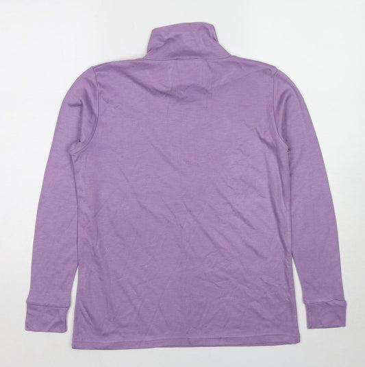 Afibel Womens Purple Acrylic Basic T-Shirt Size 14 Mock Neck