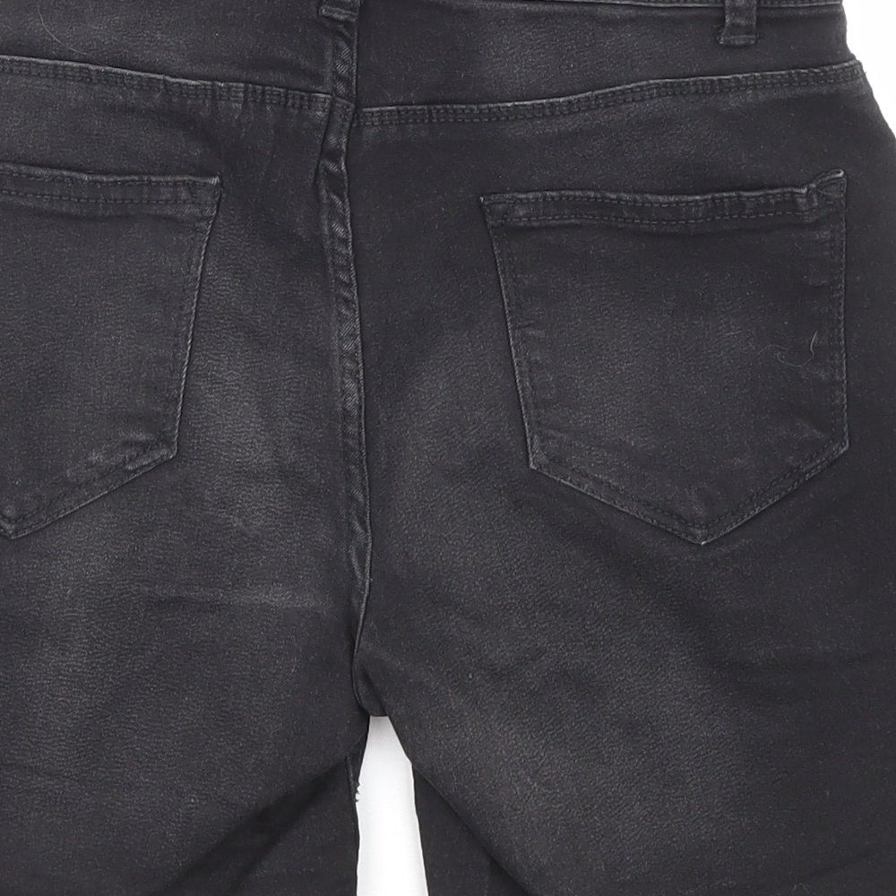 Denim & Co. Womens Black Cotton Cut-Off Shorts Size 8 Regular Zip