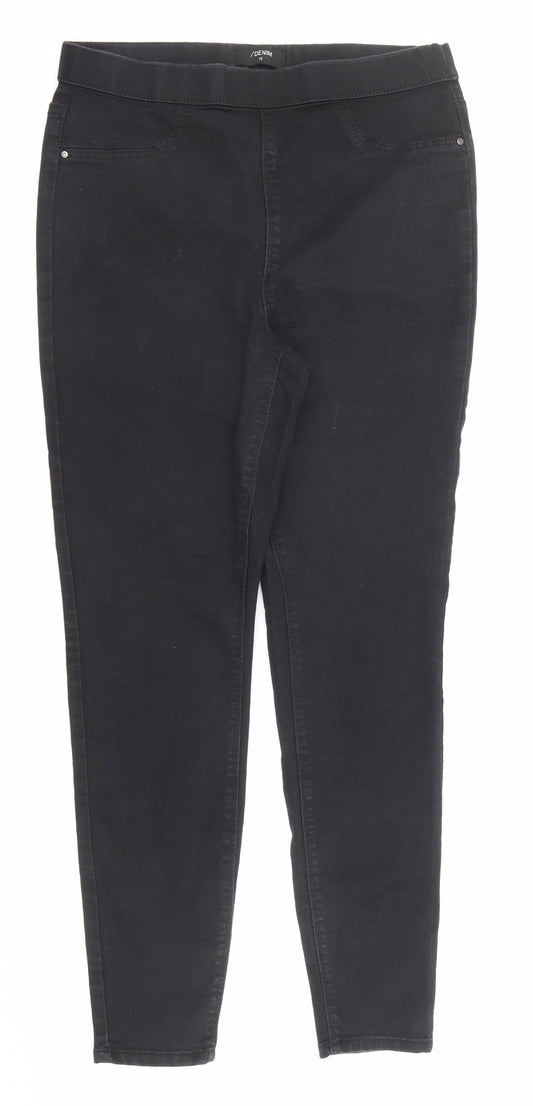 Additional front view of /Denim women’s black cotton jegging jeans, size UK 10, regular