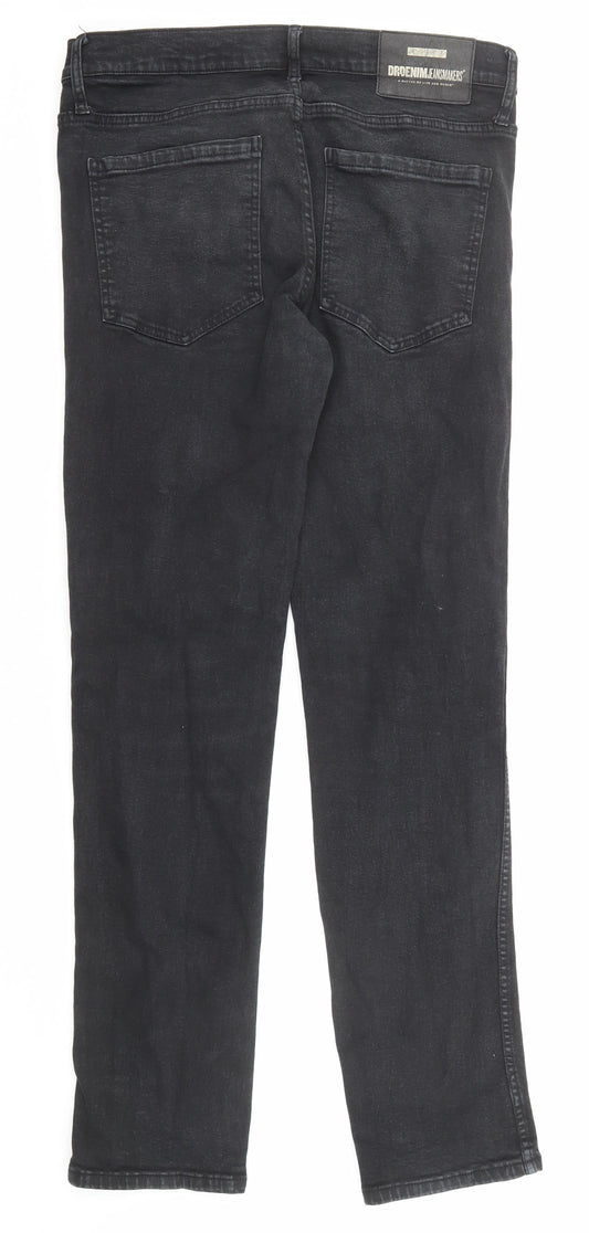 Mens UK Size 31 in Dr. Denim Regular Fit Straight Black Jeans