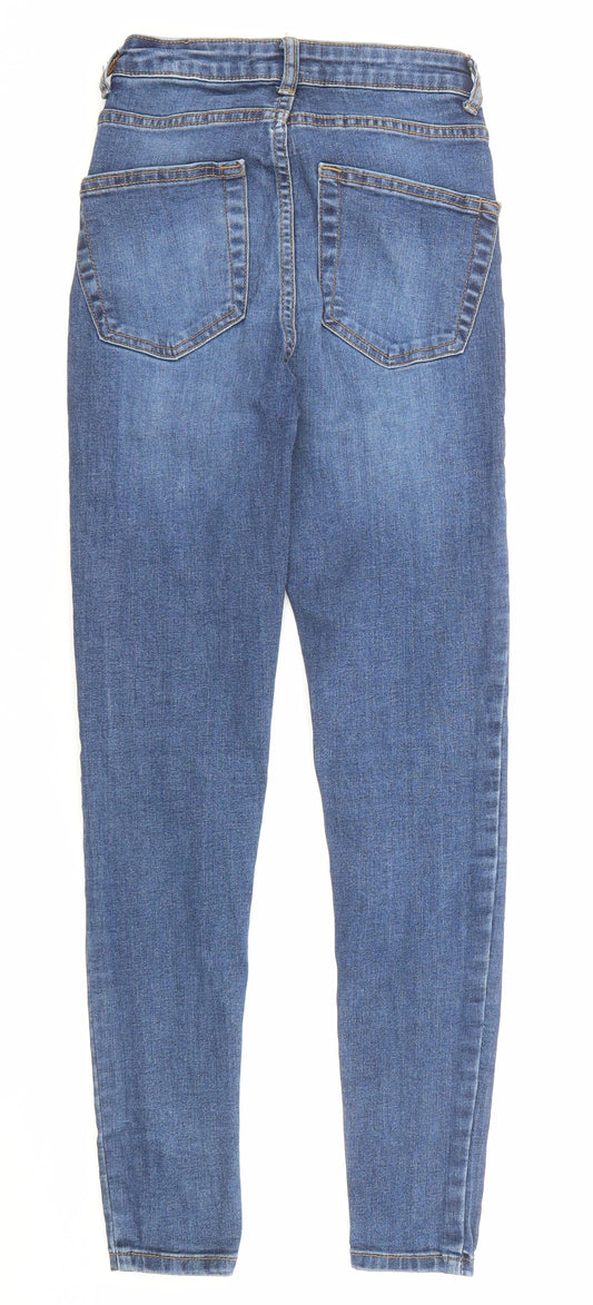 Denim & Co. Womens Blue Cotton Skinny Jeans Size 8 Regular Zip - Waist 21 inches