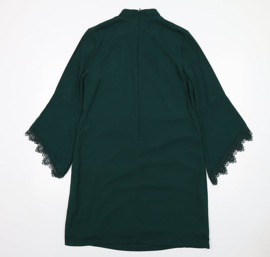 Debut Womens Green Polyester A-Line Size 14 Round Neck Zip