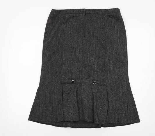 BHS Womens Grey Polyester A-Line Skirt Size 12 Zip
