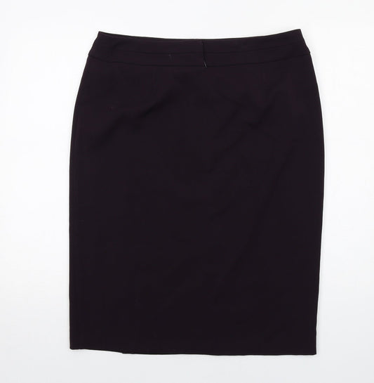 BHS Womens Purple Polyester A-Line Skirt Size 14 Zip