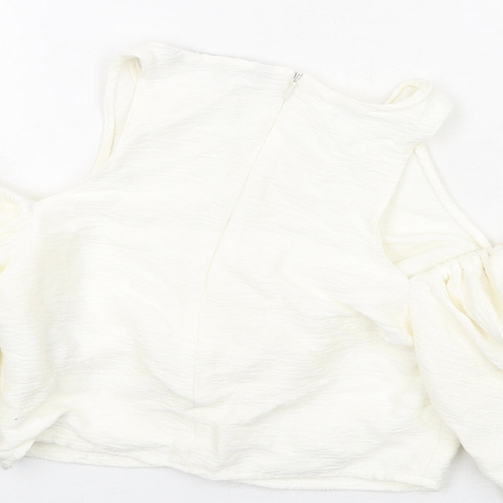 Womens UK Size S Zara Ivory Cropped Blouse