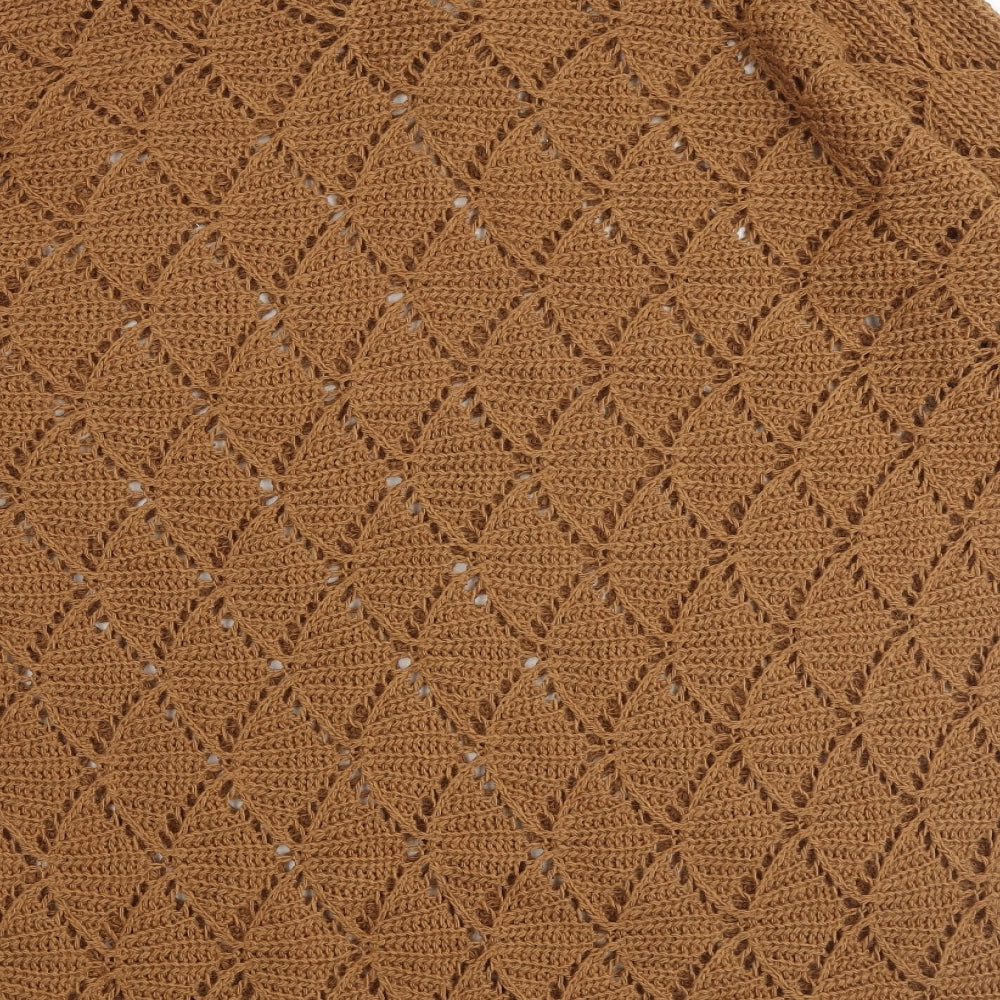 Boohoo Womens Brown Geometric Acrylic Jumper Dress Size XL V-Neck Pullover