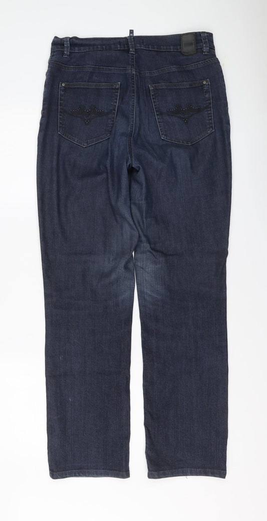GARDEUR Womens Blue Cotton Straight Jeans Size 10 L30 in Regular Button