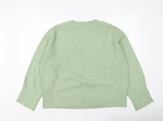 Marks and Spencer Womens Green Round Neck Viscose Pullover Jumper Size L