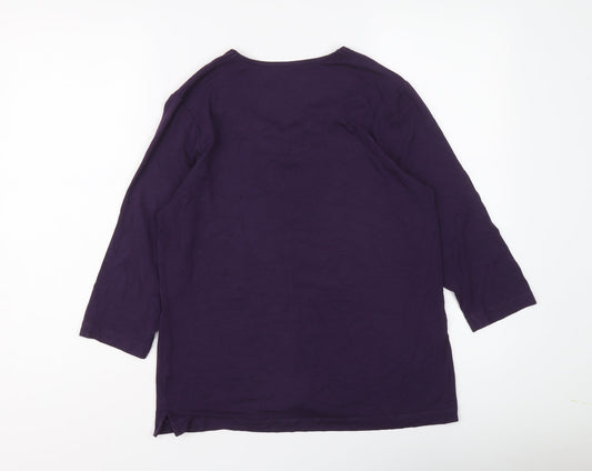TIGI Womens Purple Viscose Basic Blouse Size 10 Round Neck