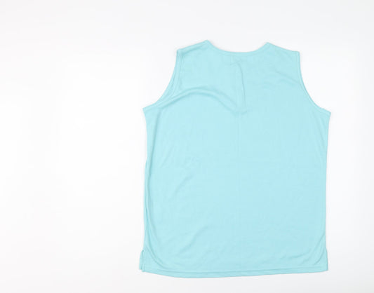 Bonmarché Womens Blue Polyester Basic T-Shirt Size M Henley - Floral Detail