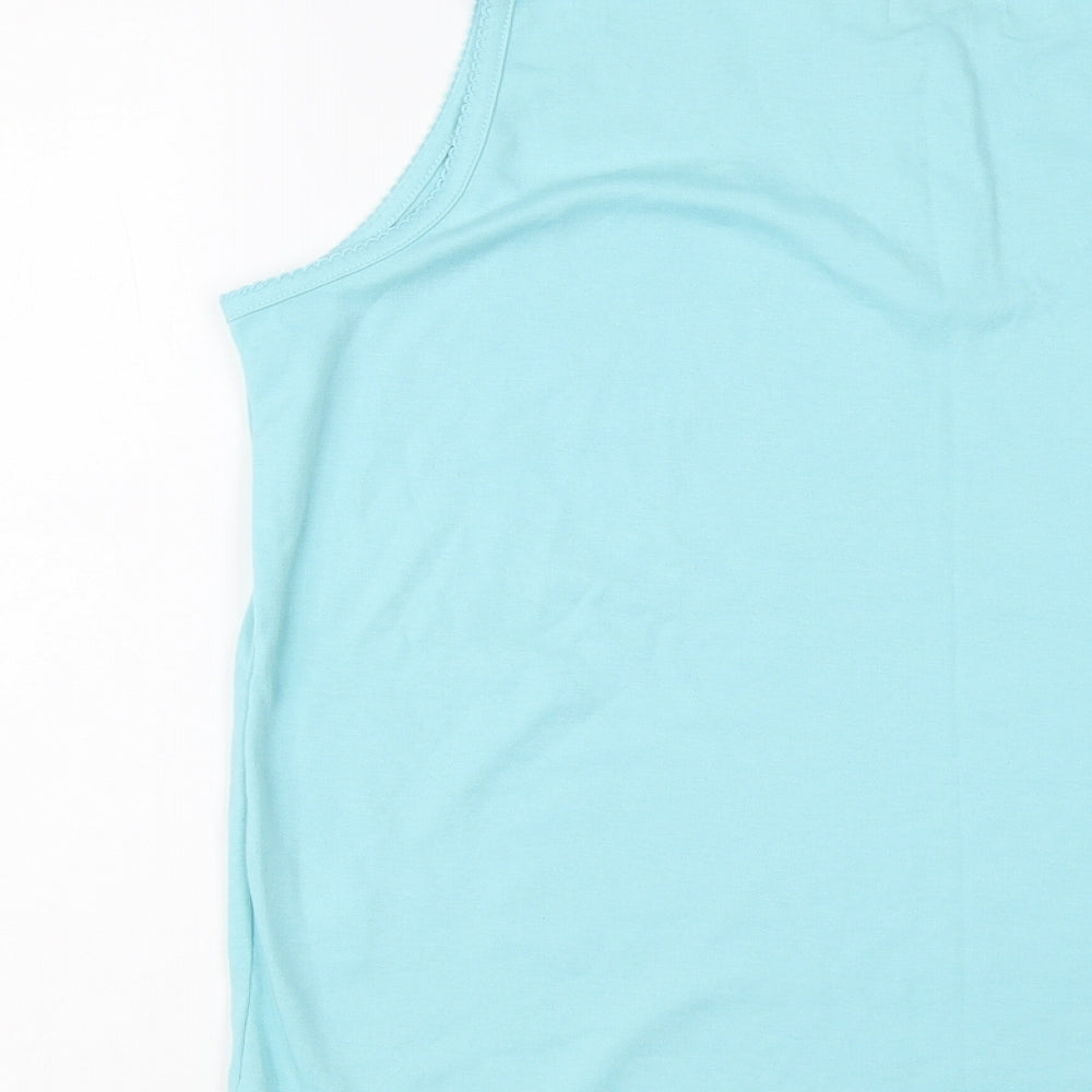 Bonmarché Womens Blue Polyester Basic T-Shirt Size M Henley - Floral Detail