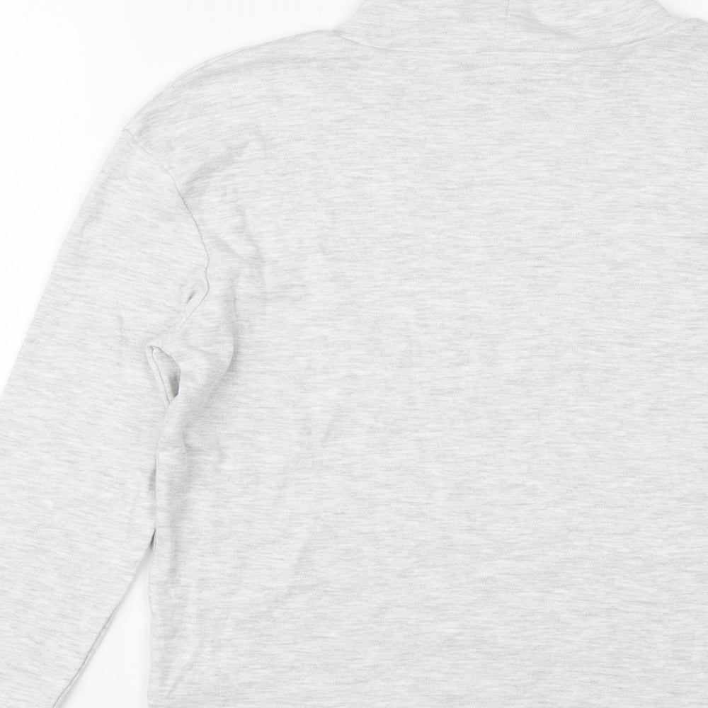 Marks and Spencer Girls Grey Cotton Basic T-Shirt Size 9-10 Years Mock Neck Pullover