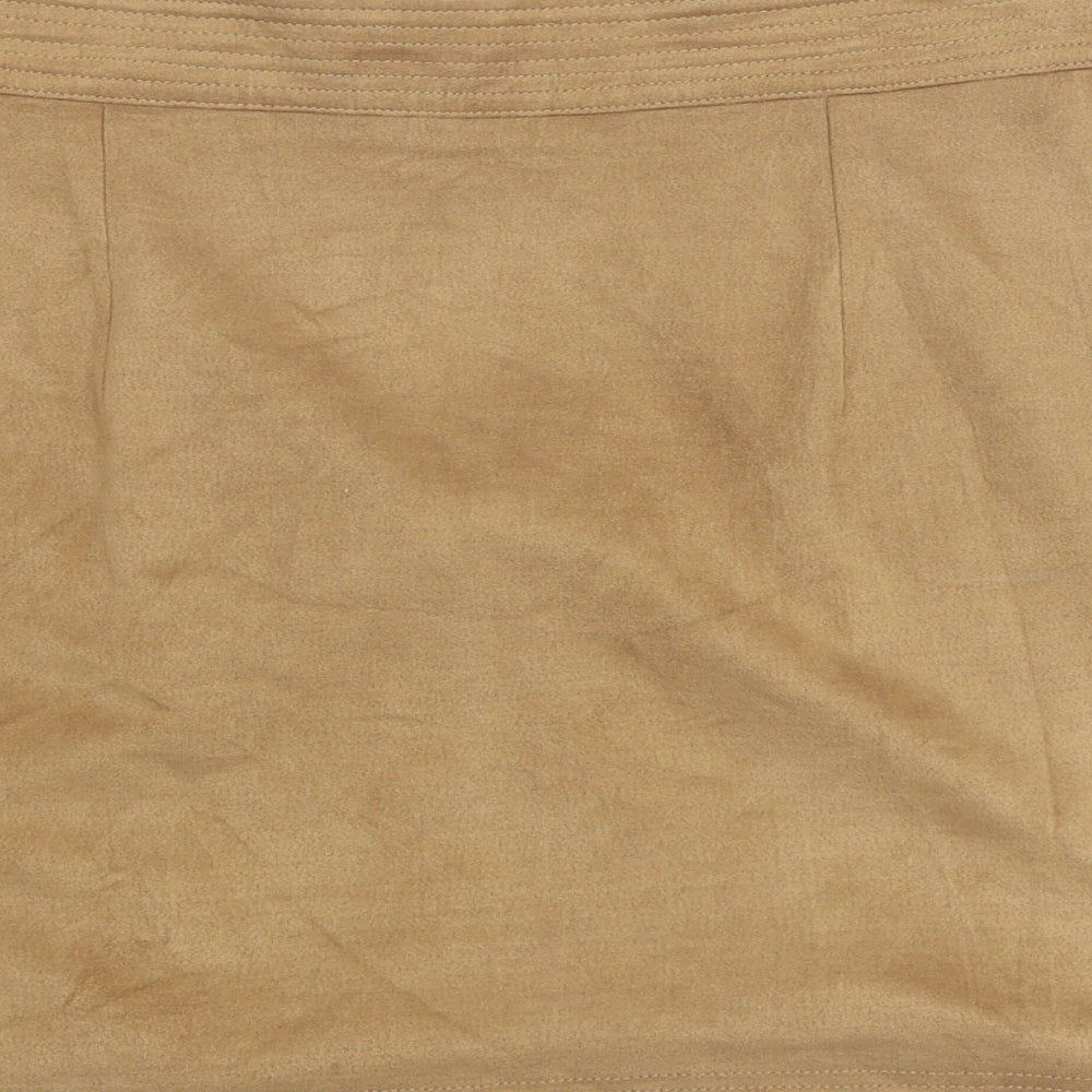 Marks and Spencer Womens Brown Polyester A-Line Skirt Size 14 Zip