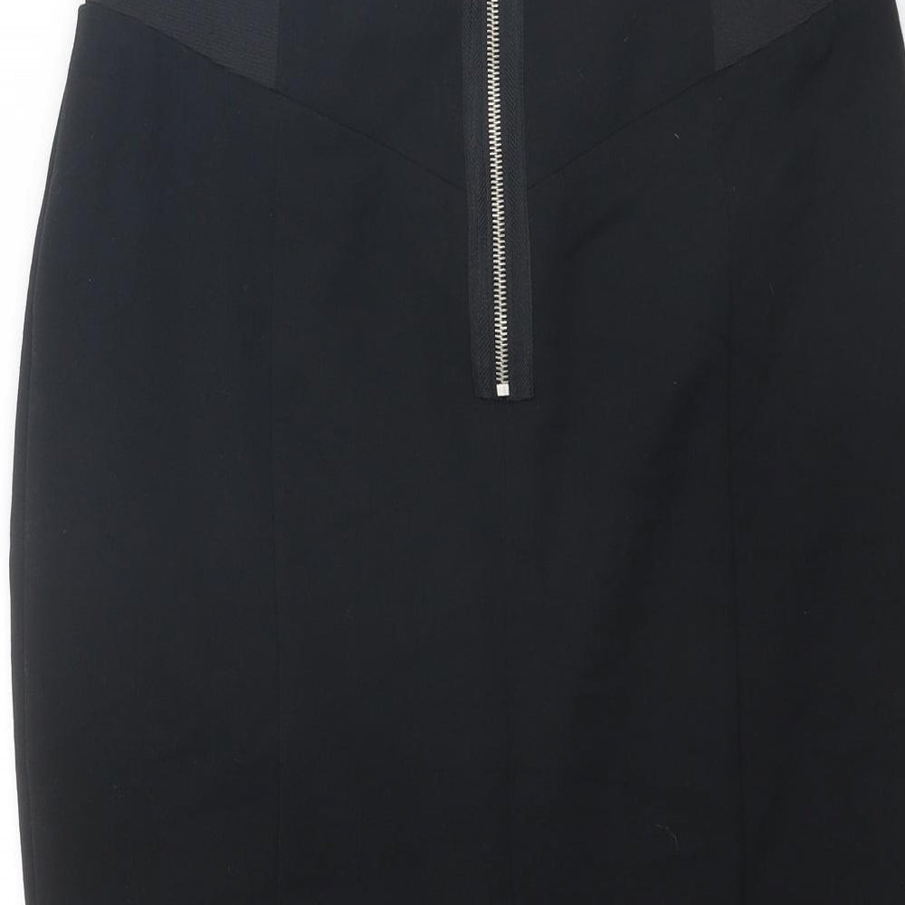 Brand and care label for Autograph women’s black polyester straight & pencil skirt, size UK 12, zip