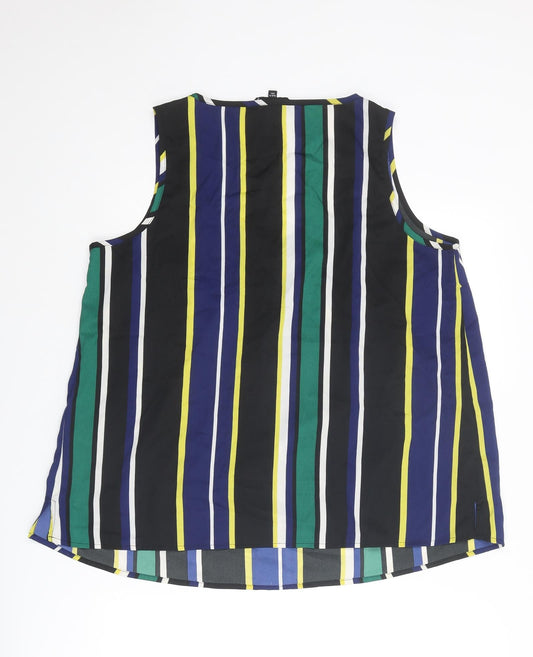 Capsule Womens Multicoloured Striped Polyester Basic Tank Size 18 Round Neck